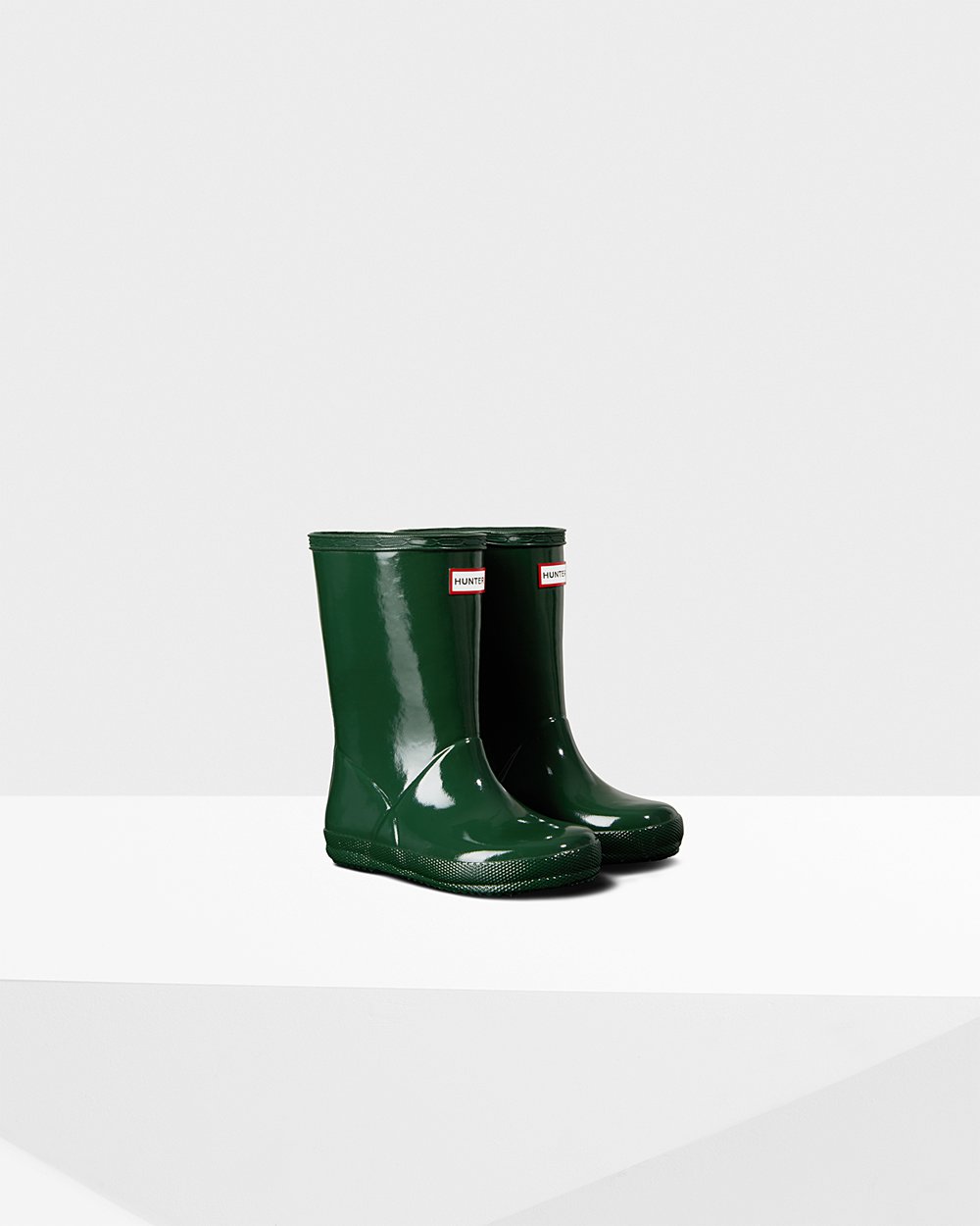 Bottes de Pluie Hunter Original First Classic Gloss Enfant Vert JRQLPZS-13